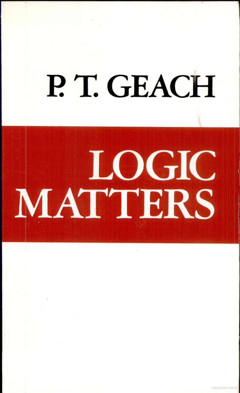 Geach  Logic Matters (1972  1980)